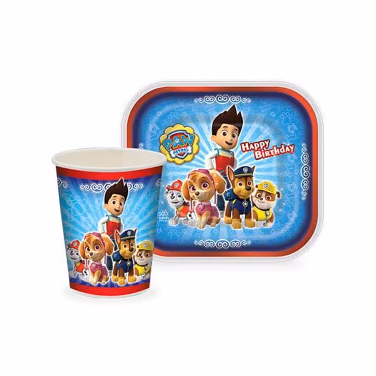 پیش دستی و لیوان تم تولد سگهای نگهبان | 12 عددی