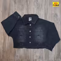 کت تک لی ذغالی کوتاه پایین ریش پشت طرح دار زاپدار دخترانه پسرانه 7تا14