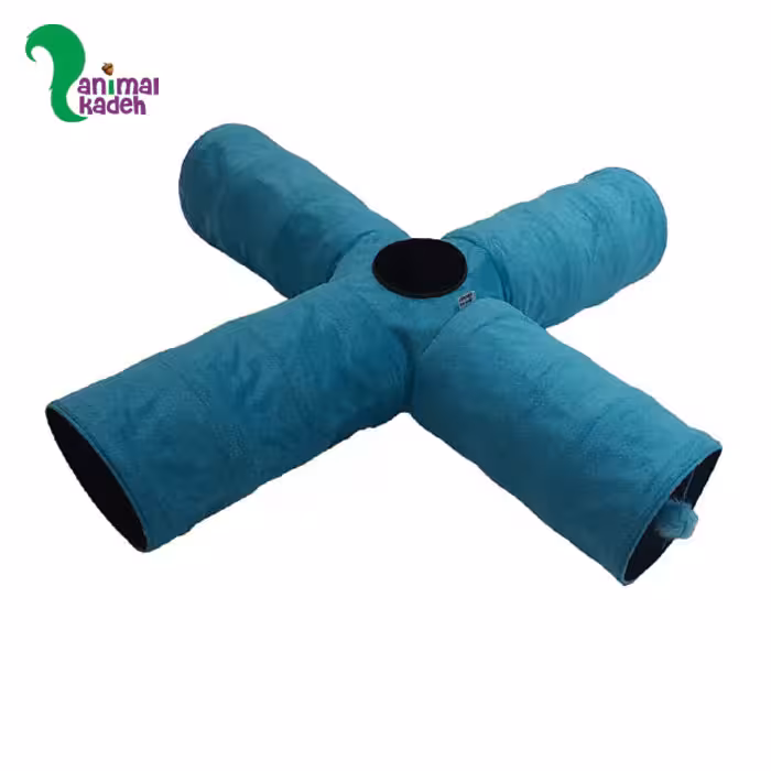تونل بازی چهار کانال حفره دار مخصوص گربه (آبی)
