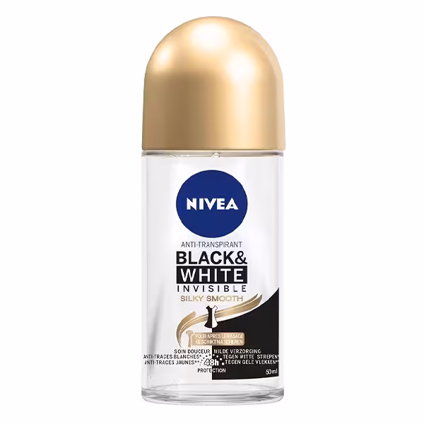 مام ضد تعریق زنانه نیوا بلک وایت اینویسیبل ابریشم نرم حجم 50 میلی