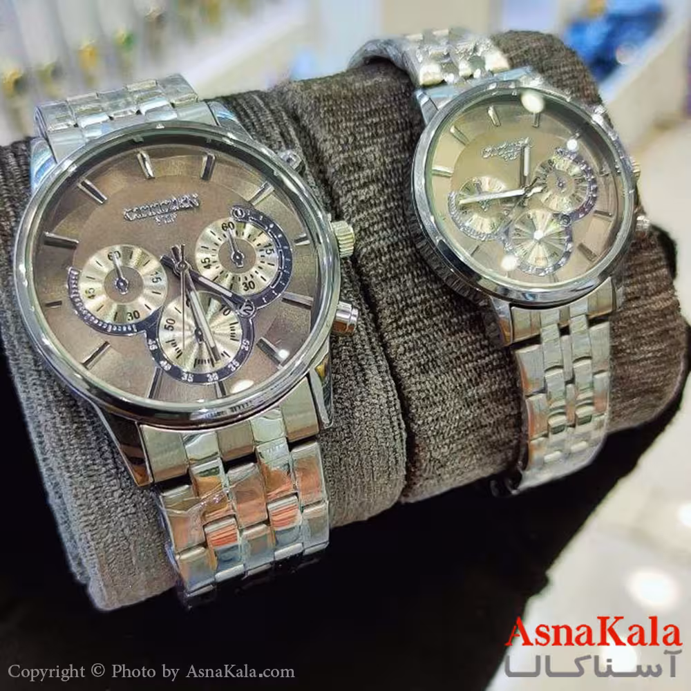 ساعت ست زنانه و مردانه سیتیزن طرح سه موتوره شرکتی موتور کوارتز نقره ای رنگ ثابت و ضدآب کد WTCH11175W