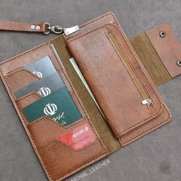کیف پاسپورتی با چرم طبیعی قبل اجرا در رنگ های مختلف کد6368