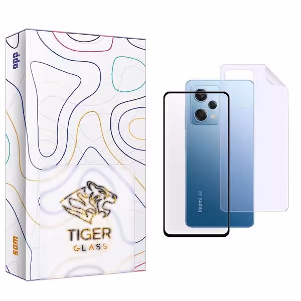 محافظ صفحه نمایش شیشه ای تایگر گلس مدل APL2 مناسب برای گوشی موبایل شیائومی Redmi Note 12 Pro Plus به همراه محافظ پشت گوشی
