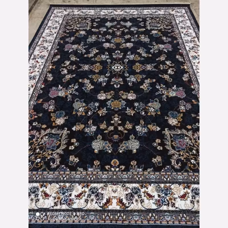 فرش ماشینی 12متری جدید کاشان نقشه گیلدا سرمه ایی(ارسال رایگان)