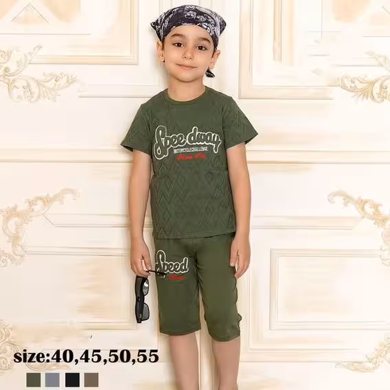 ست تیشرت شلوارک  دخترانه و پسرانه  40 تا 55  کد 7352z