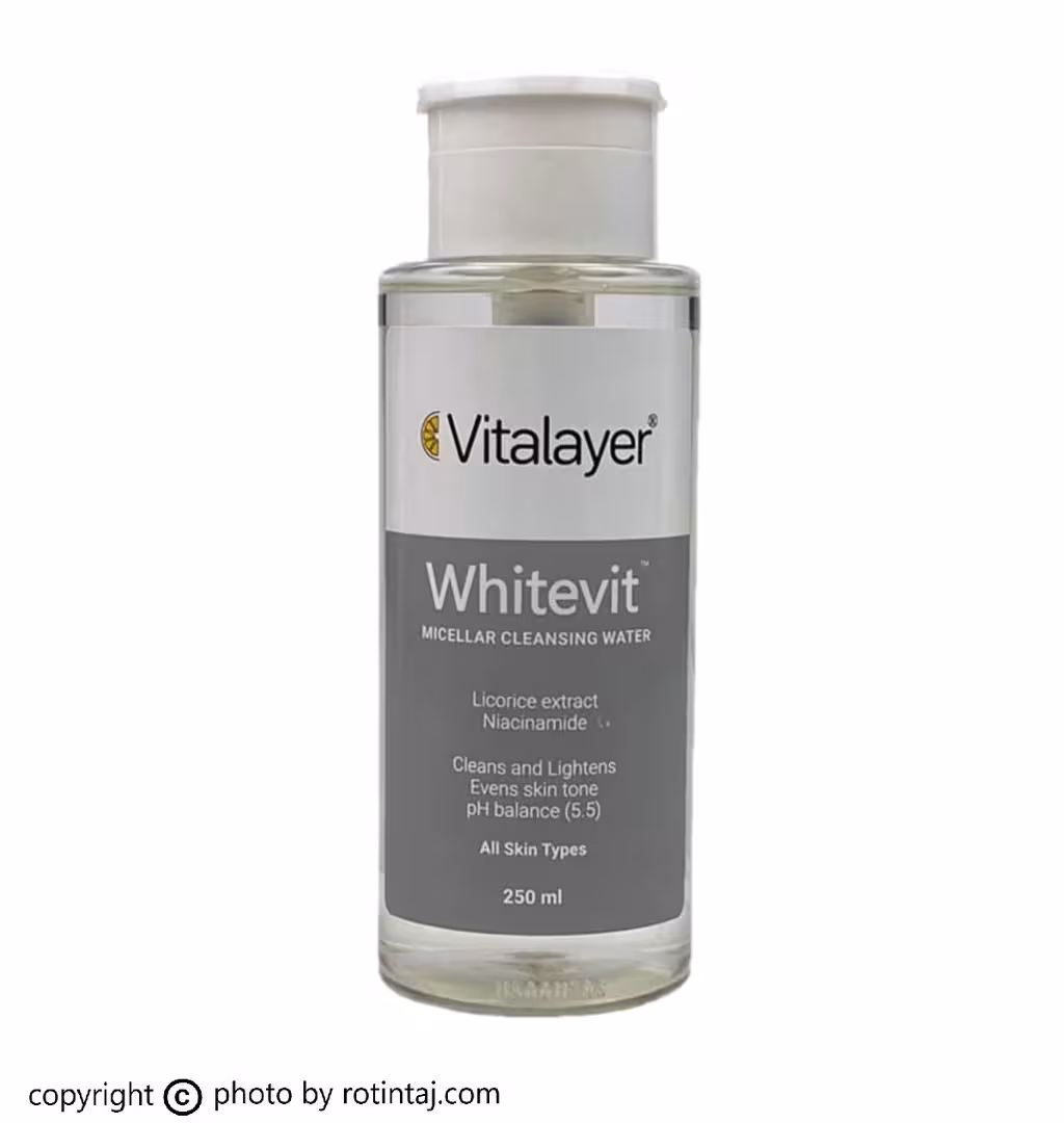 محلول پاک کننده وایت ویت ویتالیر، محلول پاک کننده آرایش پوست کدر و مستعد لک Whitevit ویتالیر 250 میلی