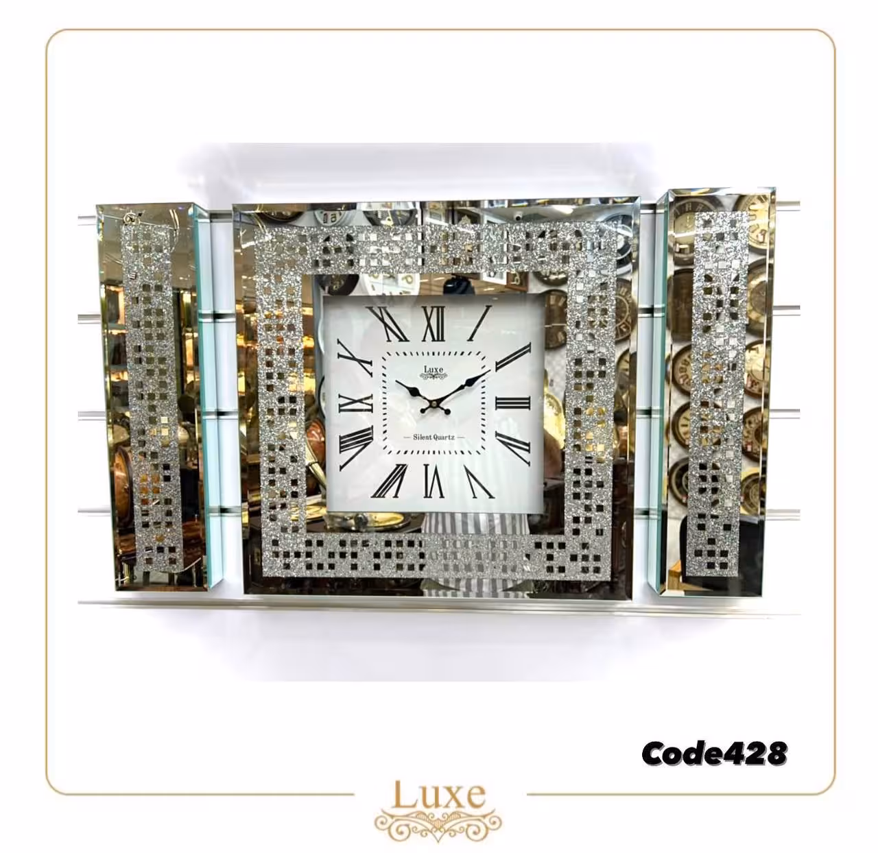 ساعت دیواری مدل لوکس اینه دار 428 سفید