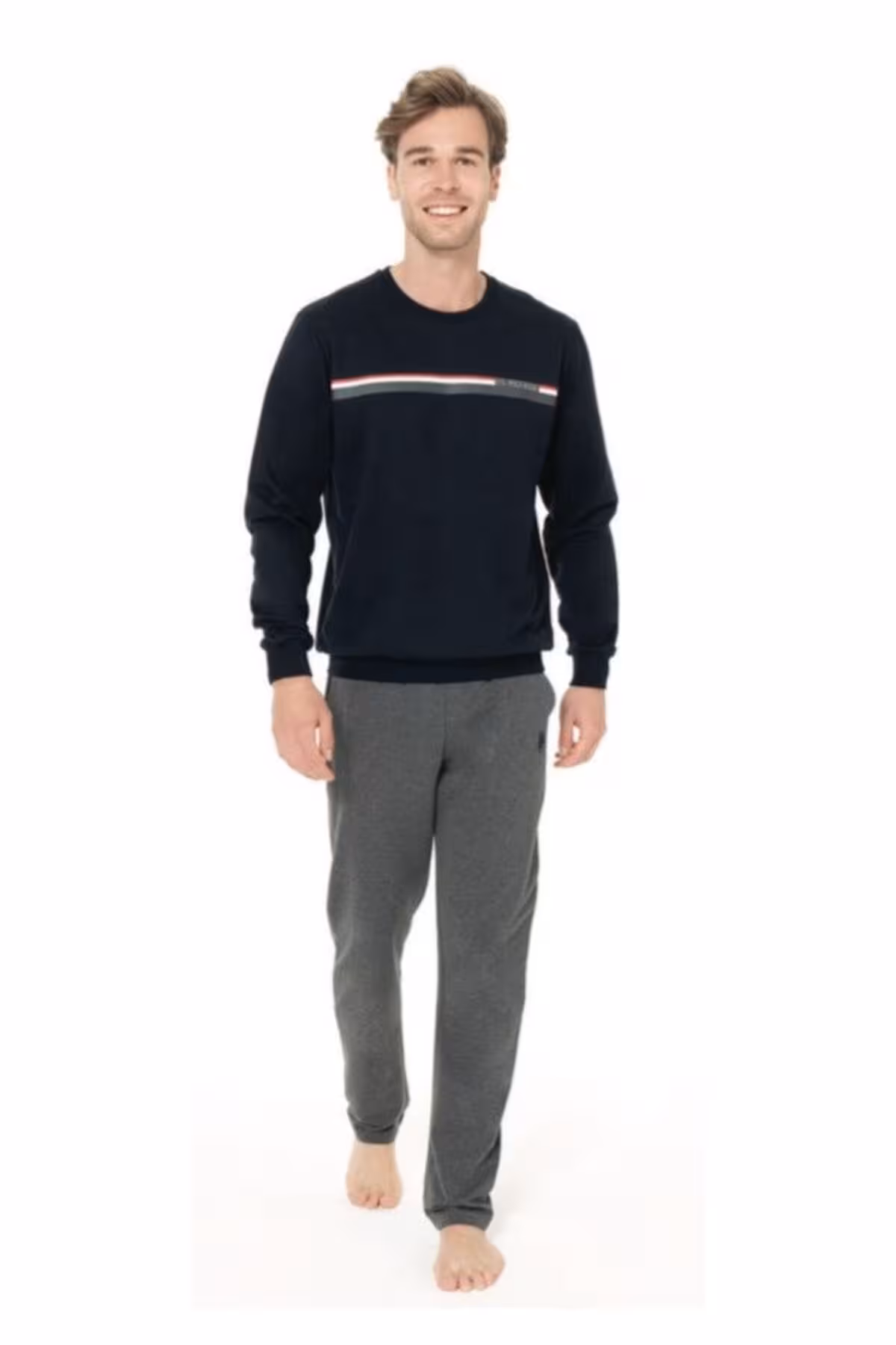 ست پیژامه مردانه لباس خواب بازوی بلند زمستان در سال تنظیم شد U.S. Polo Assn.