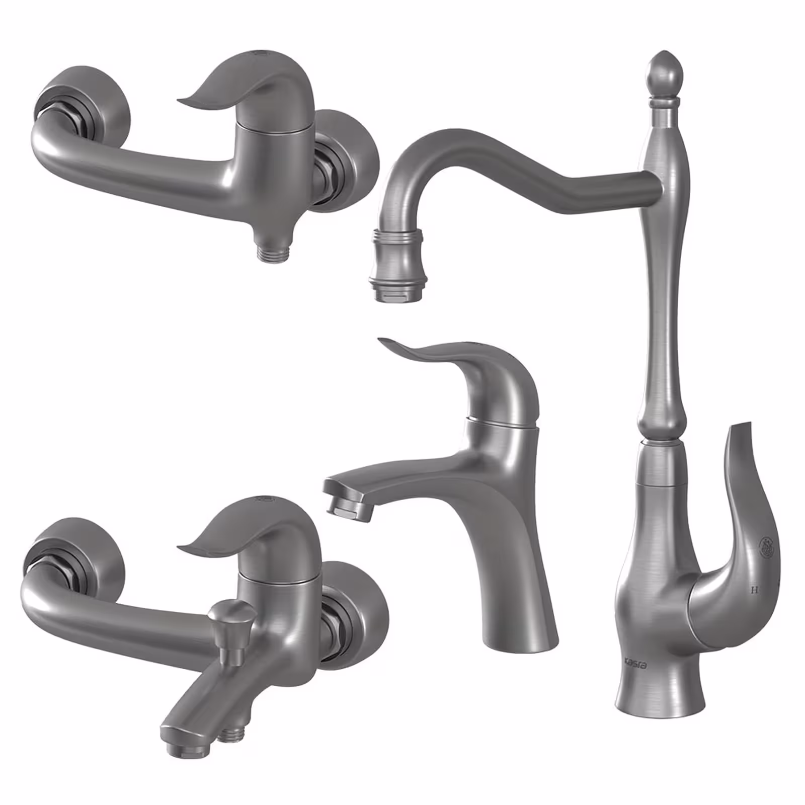 ست چهار تکه شیرالات کسری مدل کاسپین کروم مات