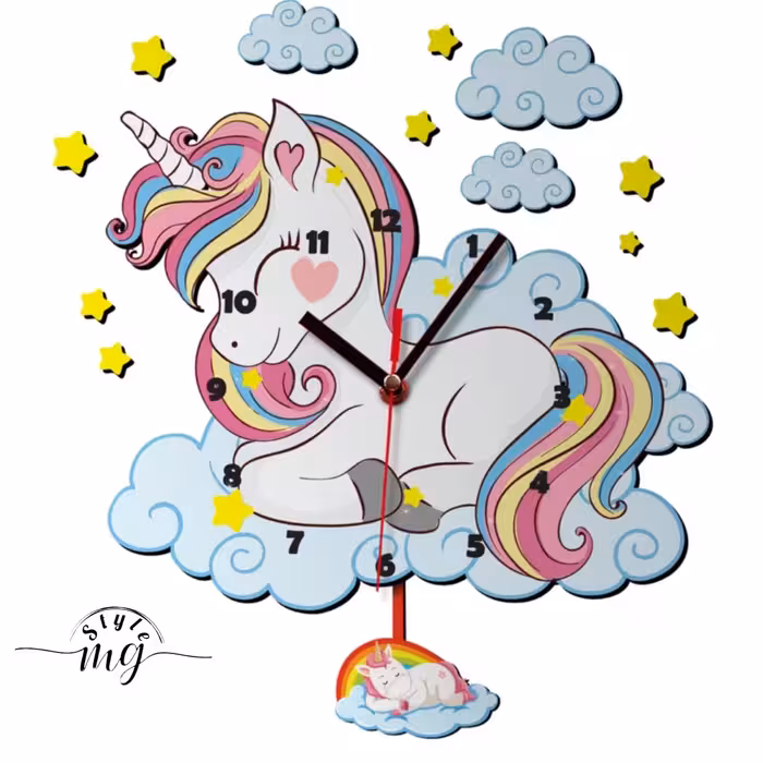 ساعت دیواری کودک باروچین مدل تک شاخ و ابر کد 79یک انتخاب فوق‌العاده