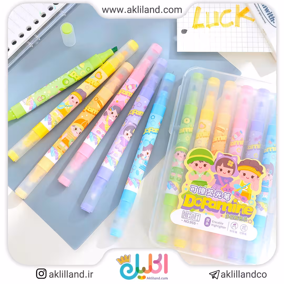 هایلایتر پاک کن دار دختر شیطون (بسته 6 عددی)