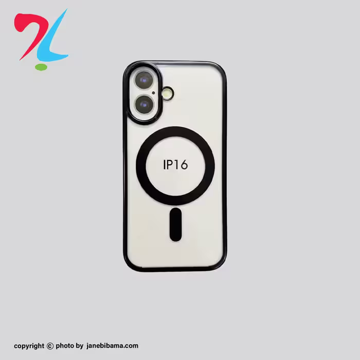 قاب PC مگ سیف شفاف آیفون iPhone 16 دور رنگی-تیتانیوم مشکی