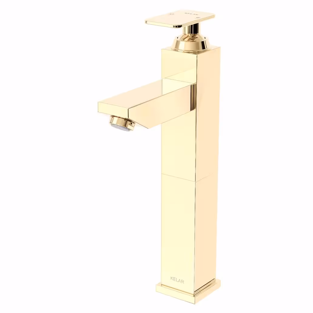 شیر روشویی پایه بلند کلار مدل فلت سری99 طلایی