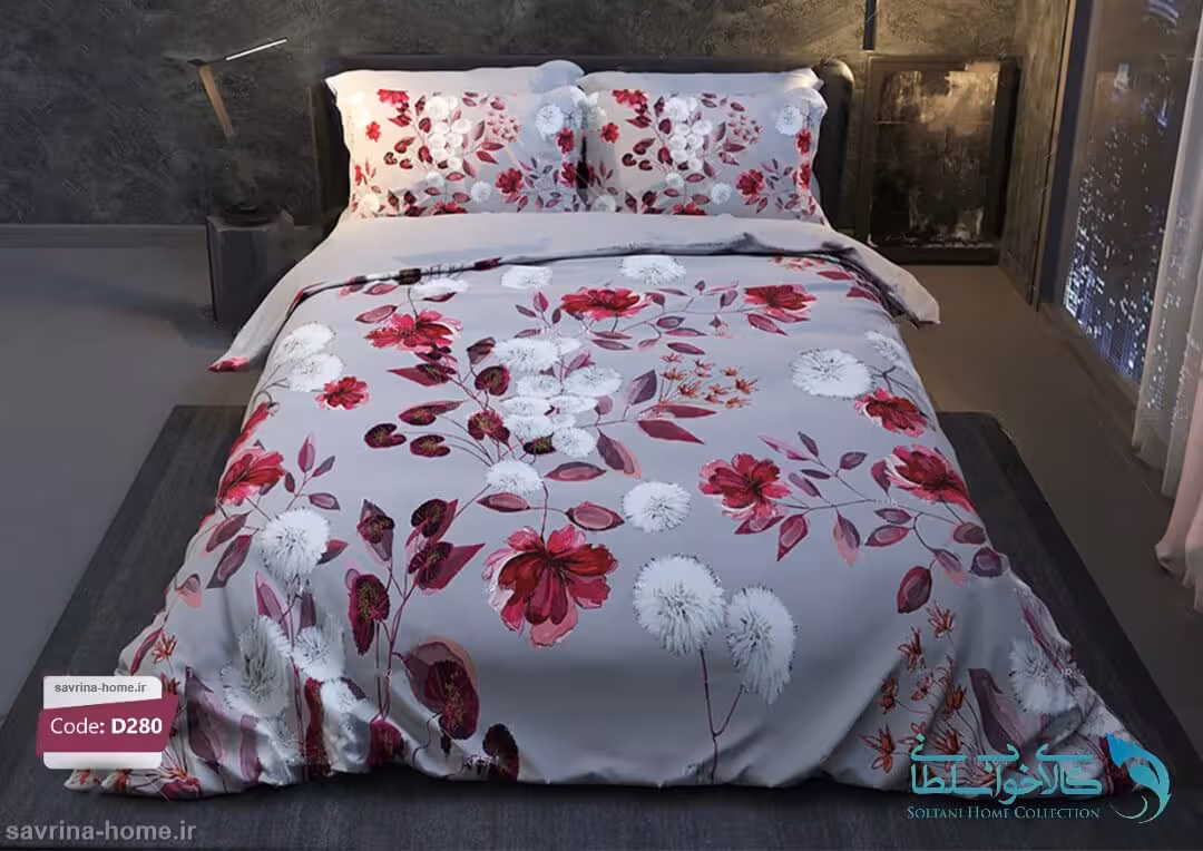 روتختی دو نفره طرح گل زرشکی برند ترکسان کد D280