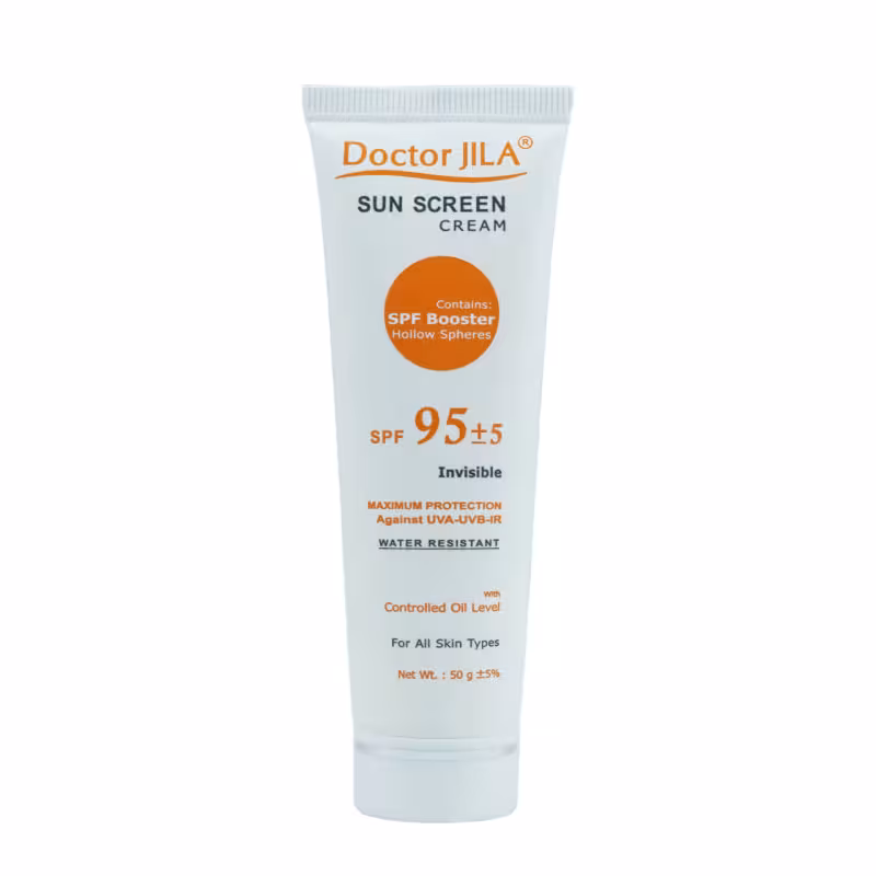 کرم ضد آفتاب SPF95 بی رنگ انواع پوست دکتر ژیلا 50گرم Doctor Jila