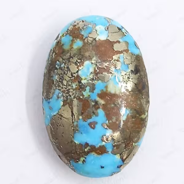 نگین فیروزه کرمان پیریت دار