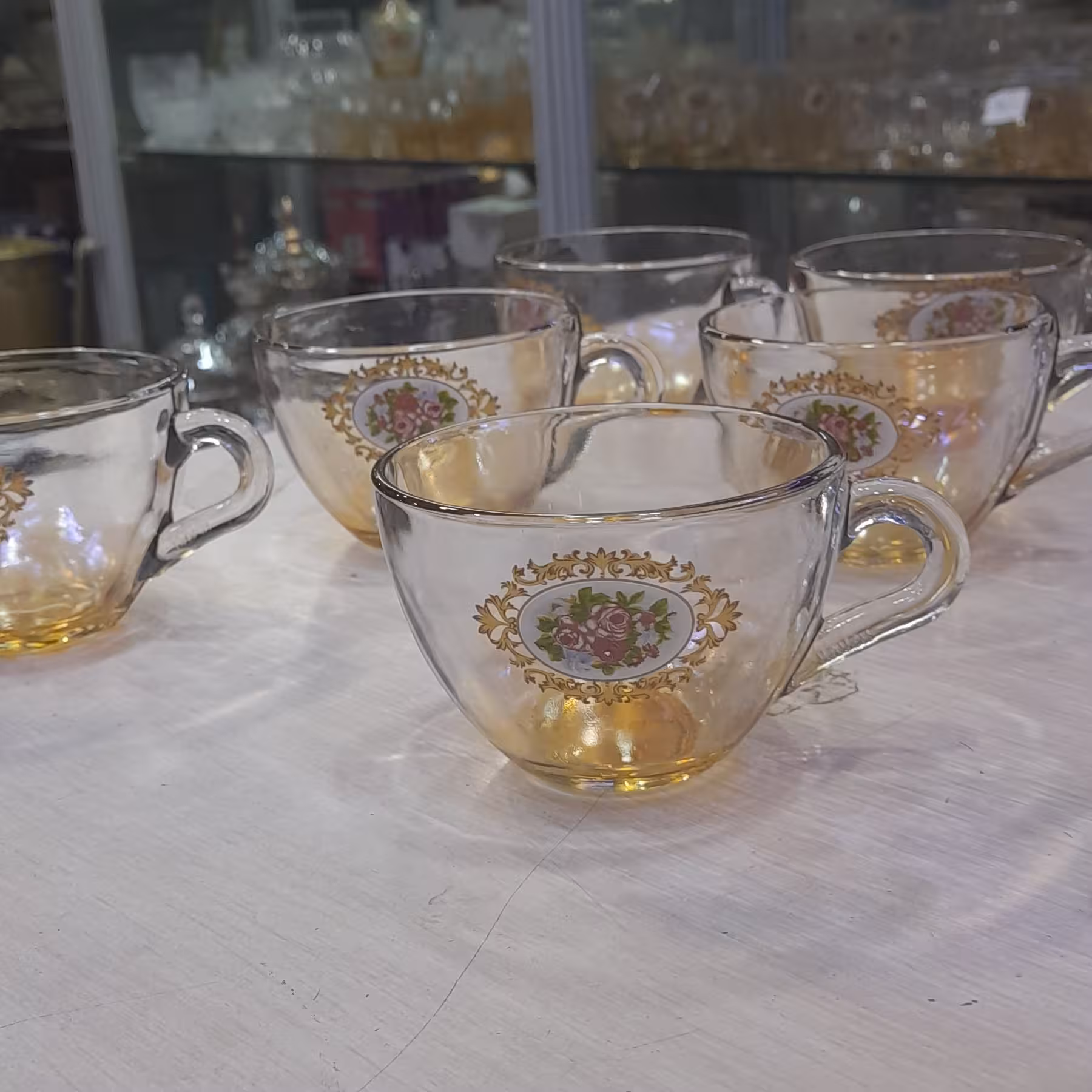 استکان بلور نباتی گلدار 6 تایی ساخت ایران درجه یک طرح جدید
