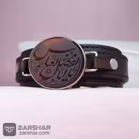 دستبند چرمی عقیق حکاکی یا ابوالفضل العباس
