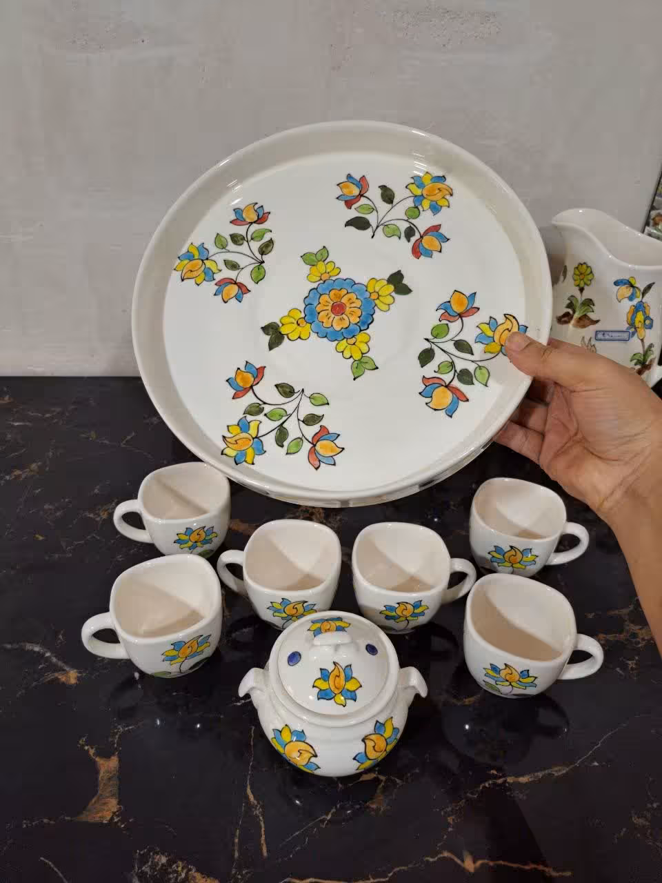 سرویس چای خوری سرامیکی طرح دار کد kd-12