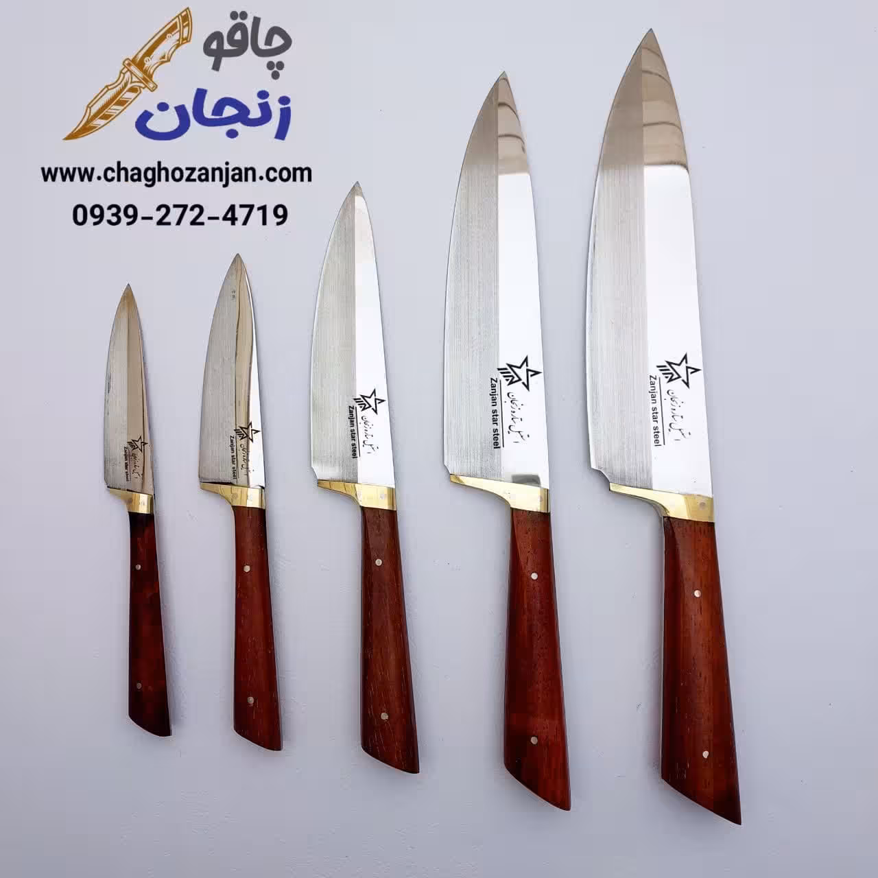 چاقو آشپزخانه حرفه ای 5 پارچه | انتخاب جذاب آشپزی و جهیزیه