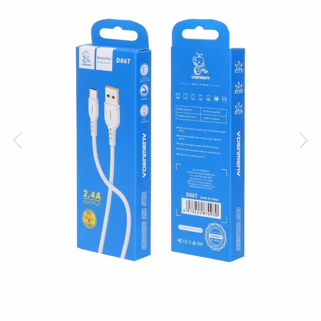 کابل شارژ Type-c برند Denmen مدل D06T