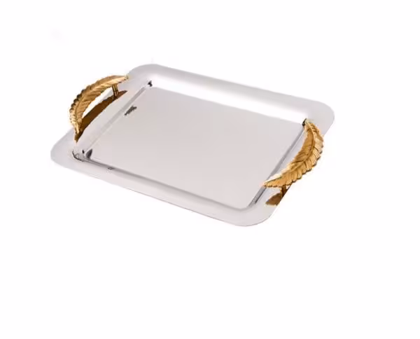 سینی آینه ای دو تایی مدل دسته پر طلایی B0011 KST 718