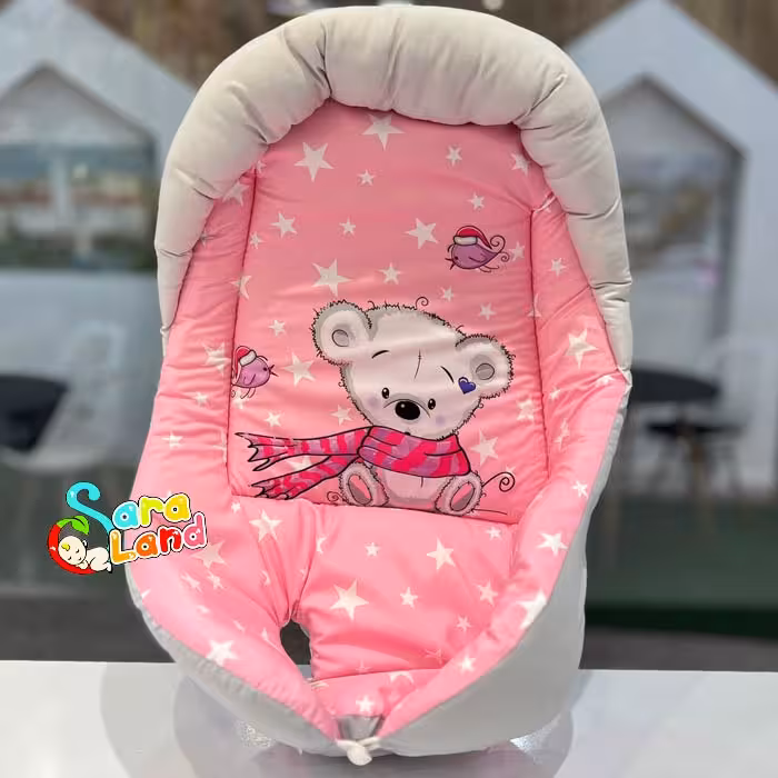 آغوش سوئیسی دخترانه طرح خرس و شالگردن صورتی