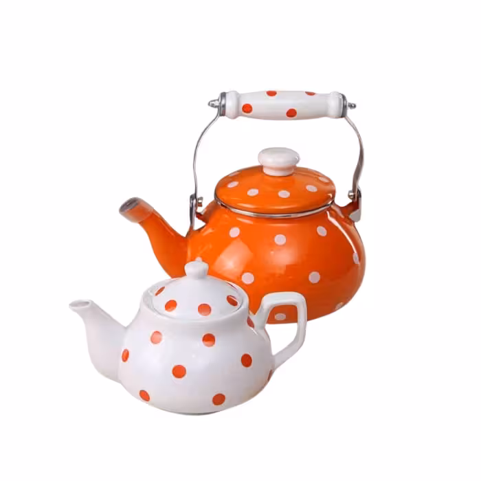 کتری قوری لعابی خال دار 2.1 لیتری طوسی