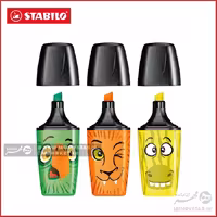 هایلایتر مینی استابیلو بسته سه عددی مدل فانیمال نارنجیSTABILO 3 mini BOSS ORIGINAL funnimals orange