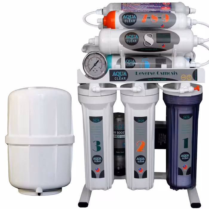 دستگاه تصفیه کننده آب آکوآ کلیر مدل NEW DESIGN2020-AFQ10 به همراه فیلتر مدل 01 مجموعه 3 عددی و کیت نشتی گیر