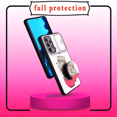      کاور لاین کینگ مدل catlivani2 مناسب برای گوشی موبایل سامسونگ Galaxy A72 به همراه پایه نگهدارنده