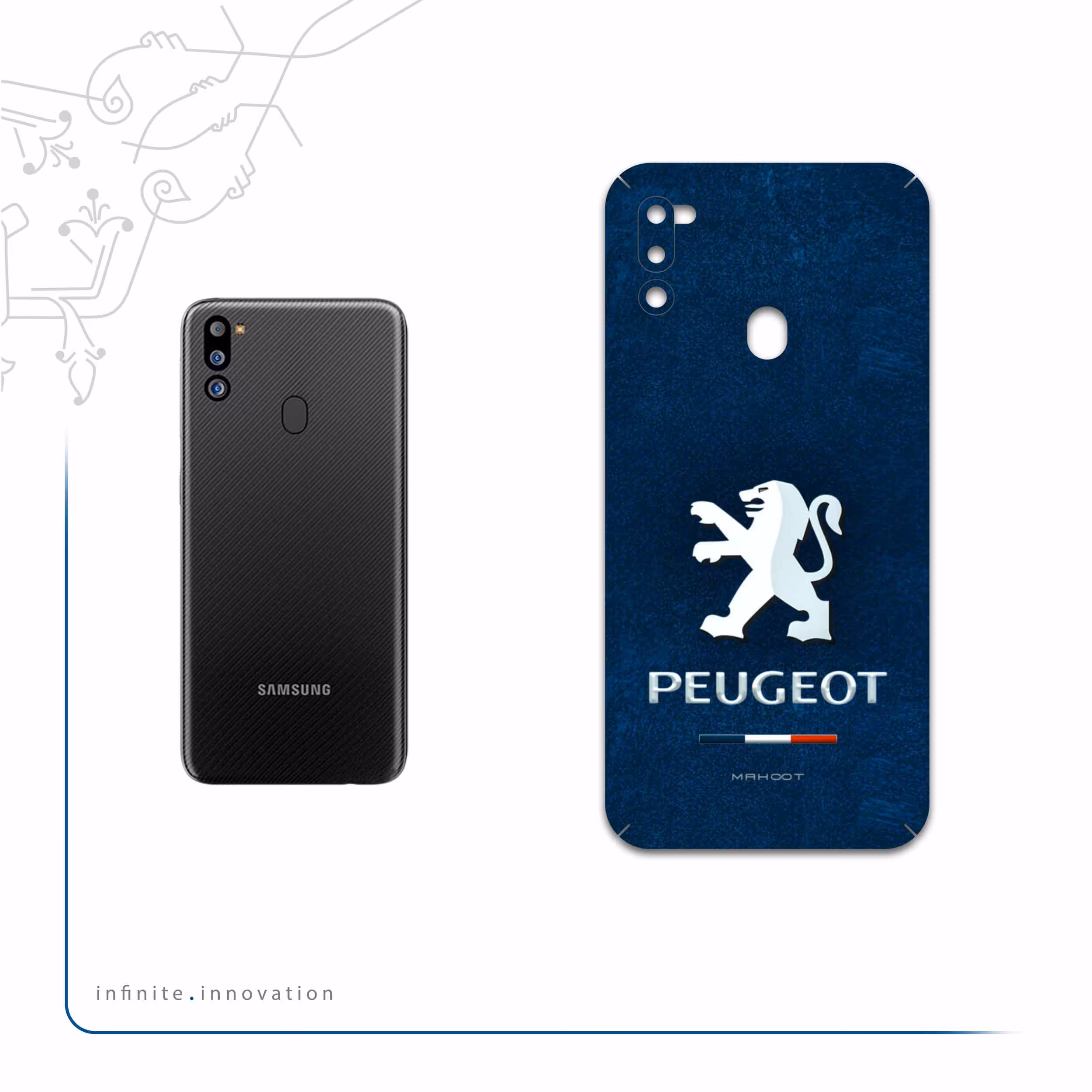 برچسب پوششی ماهوت مدل Peugeot-Logo مناسب برای گوشی موبایل سامسونگ Galaxy M21 (2021) Edition