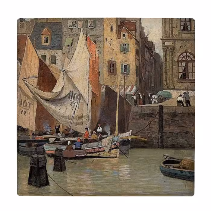 زیر لیوانی طرح نقاشی قایق و بندرگاه کد    3853126_1865