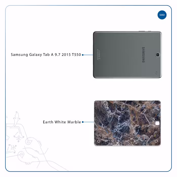 برچسب پوششی ماهوت مدل Earth-White-Marble مناسب برای تبلت سامسونگ Galaxy Tab A 9.7 2015 T550