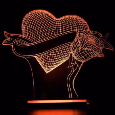 چراغ خواب طرح عاشقانه قلب و گل