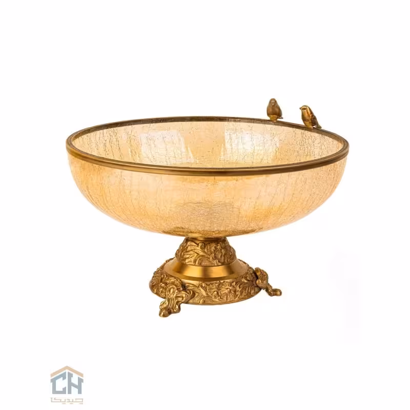 میوه خوری شیشه و برنج گلدکیش طرح Lovely Bird مدل GK806044