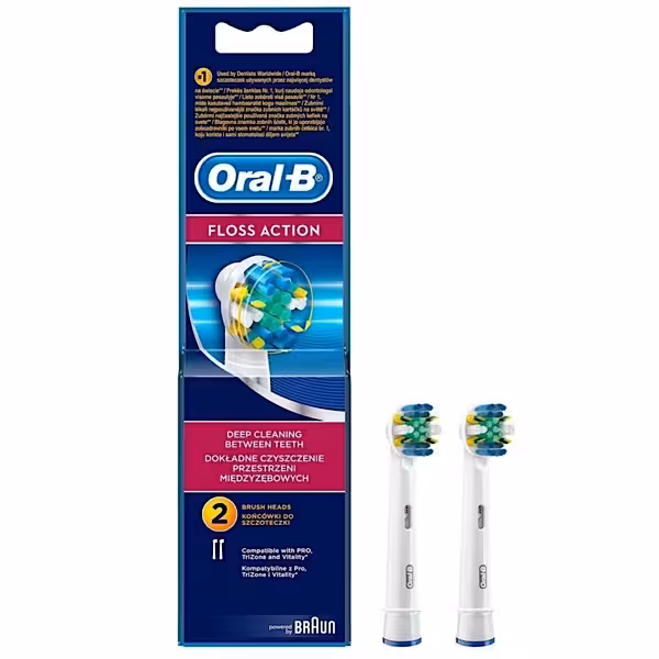 سری یدک مسواک برقی اورال-بی مدل Brush Hesds Floss Action بسته 2 عددی
