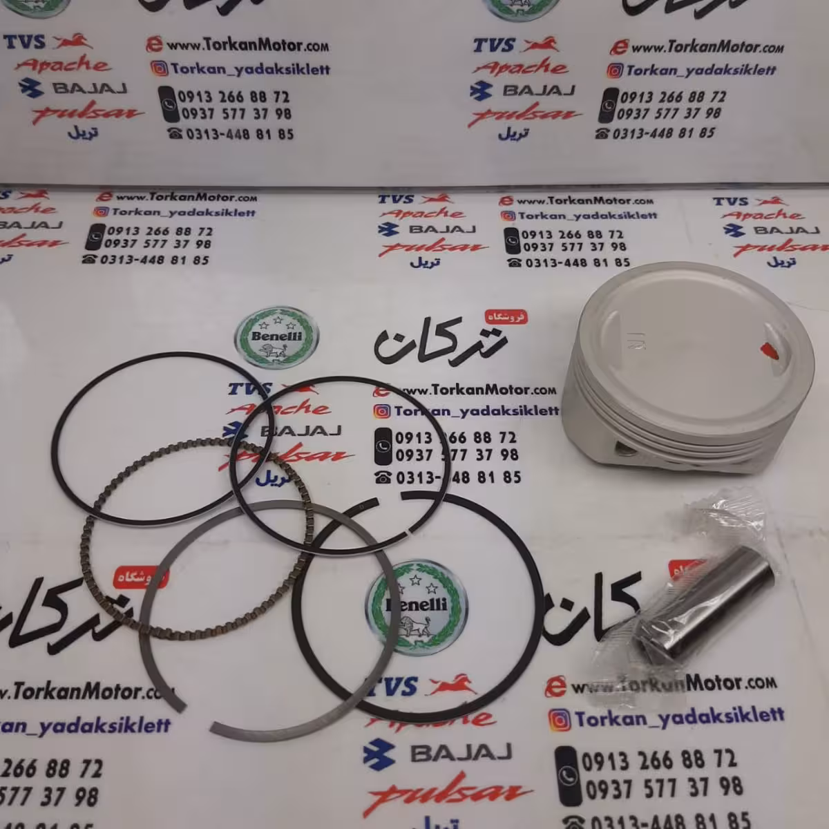 رینگ و پیستون ( پستان ) موتور مگلی 200 و تریل فلات و پرواز ( طرح CRF سی ار اف ) ( سایز 0/25 )