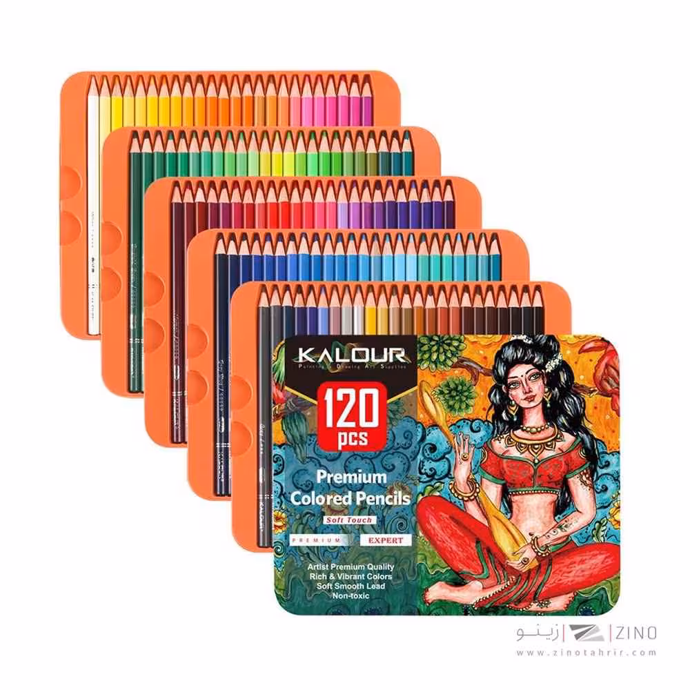 مدادرنگی120رنگ جعبه فلزیKALOUR