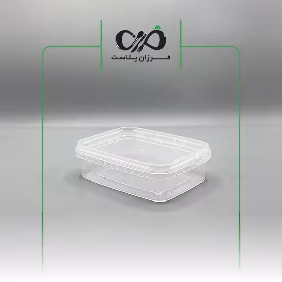 ظرف یکبار مصرف مایکروویوی مستطیل 700cc پولاد پویش با درب (150عددی)