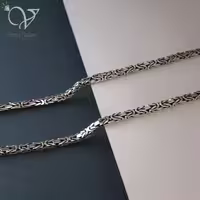 زنجیر  نقره مردانه سیاه قلم مدل کرال  کد 1016