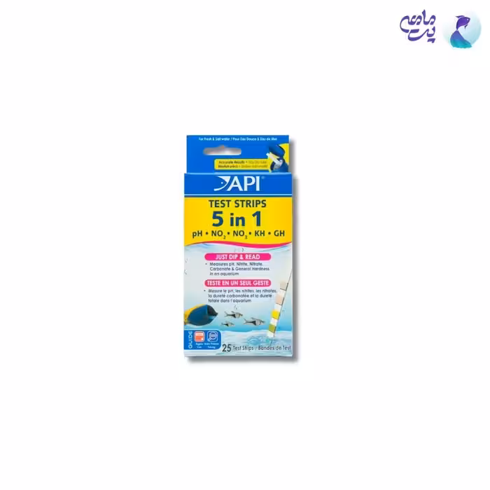 تستر چندگانه 5 در 1 آب آکواریوم ای پی آی Test Strips (25 عددی )