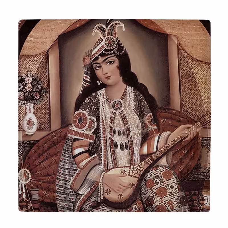 زیر لیوانی  طرح نقاشی خاتون تارنواز کد    5862935_4385