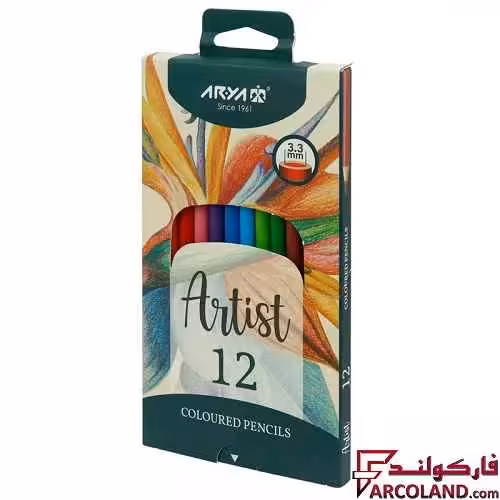 مداد رنگی 12 رنگ آریا جعبه مقوایی مدل آرتیست Artist 3601