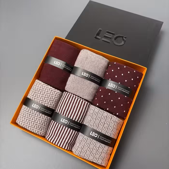 جوراب ساقدار زنانه لئو شش جفتی 516 زرشکی