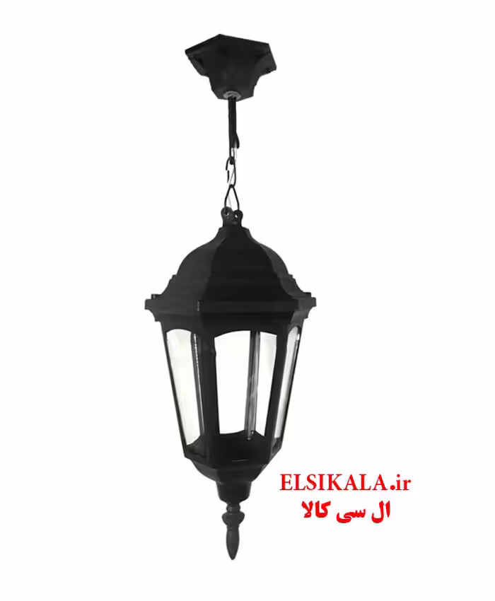 چراغ حیاطی مدل رومی آویز مشکی مسی سفید