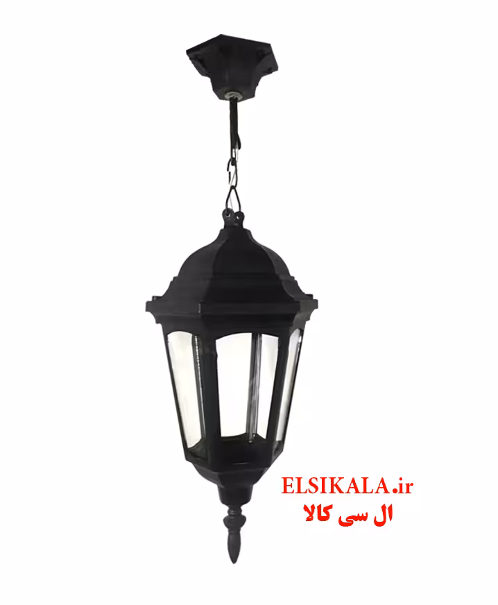 چراغ حیاطی مدل رومی آویز مشکی مسی سفید