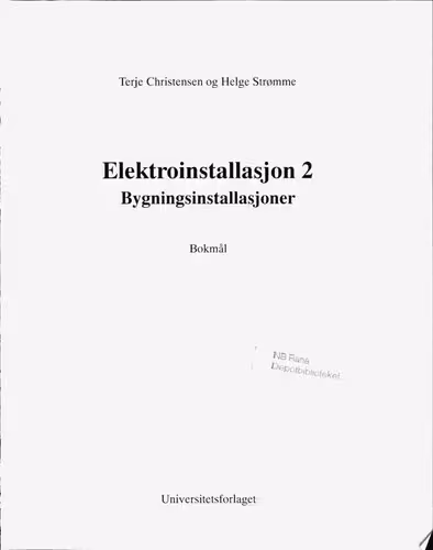 خرید و دانلود نسخه کامل کتاب Elektroinstallasjon 2 : bygningsinstallasjoner