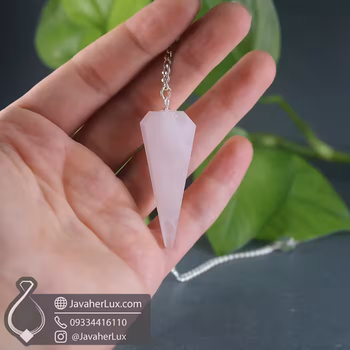 شاقول سنگی رز کوارتز طبیعی و معدنی جواهرلوکس _ کد 401068