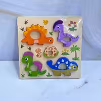 پازل تک قطعه چوبی طرح دایناسور بنفش